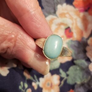 Amazonite Gemstone & Silver Ring, Beautiful Sea Green Stone In Handcrafted Sz.